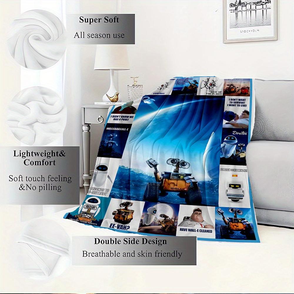 1pc Flannel Wall-E & EVE Movie Characters Funny Dialogue Pure Small Blanket Comfortable Bedding Home Decor Gift Adults All Applicable