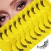 Natural Whole Cat Eye Eyelashes, Chemical Fiber Transparent Stems 10 Pairs of Yellow Tray Half Eyelashes
