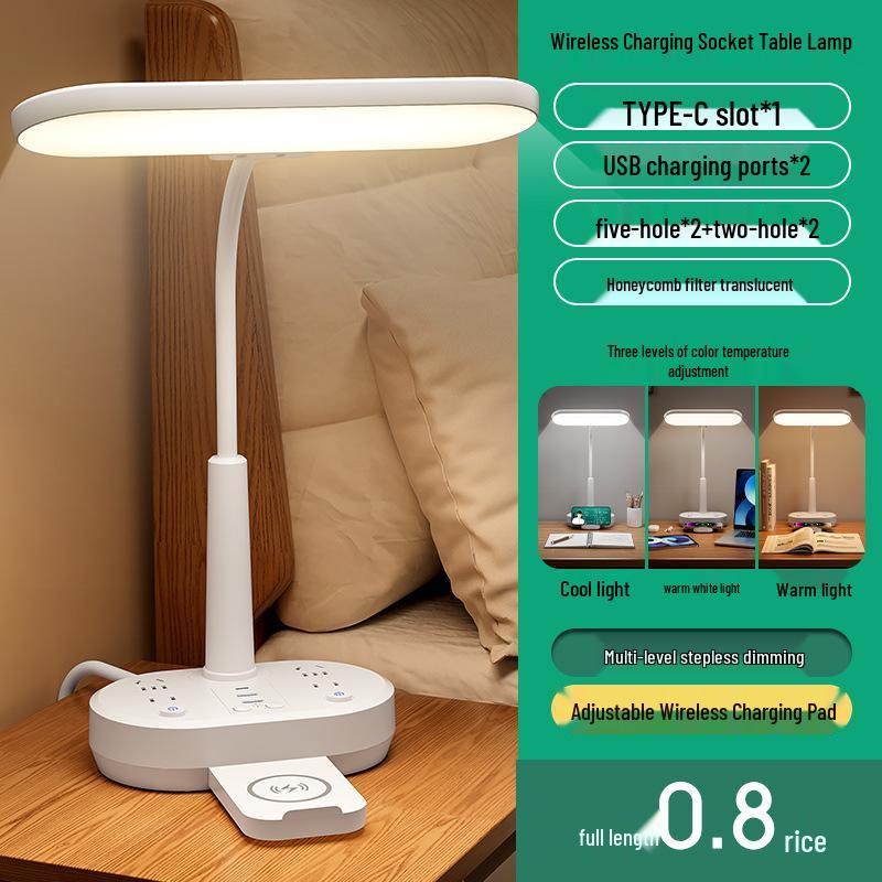 AA Grade LED Eye-Protection Desk Lamp with USB, Soft Light, Night Light, and Wireless Charging for Bedroom or Bedside