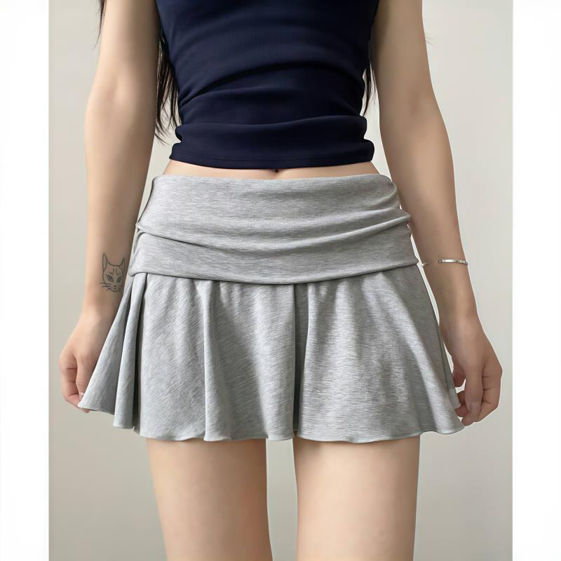 Waist-Flipping Ruched Skirts Prevent Exposure Golf Sports Women Short Dress High Elasticity Athletic Short High Waist Skirt