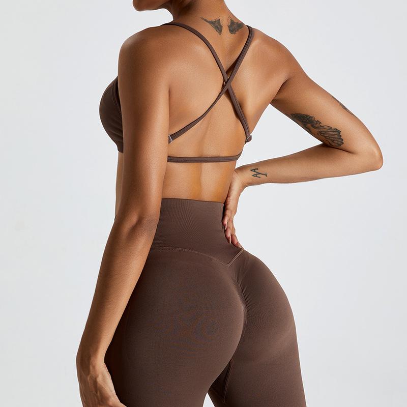 Seamless Cross Back Sports Bra for Women, Naked Feel Yoga Top, Quick-Dry Yoga Vest