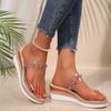 Large size muffin platform shoes women's summer new round head open toe hollow casual wedge slippers