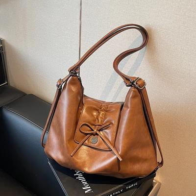 Fliege Leder Umhängetaschen für Damen neue Herbst Winter Luxus große Kapazität Tasche Trend Retro einfache Taschen