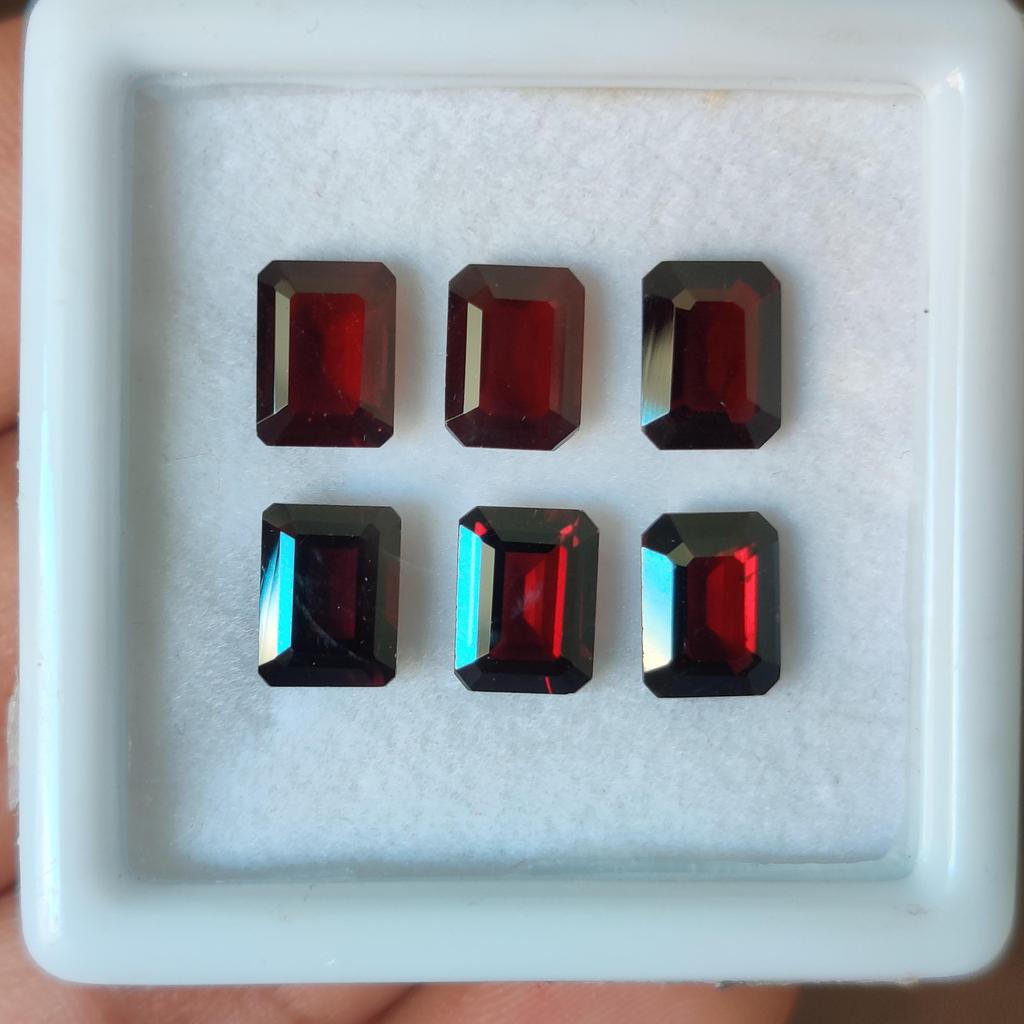 8x6 Mm Size Emerald Cut Natural Garnet Gemstone Lot, Healing Gemstones Lot.