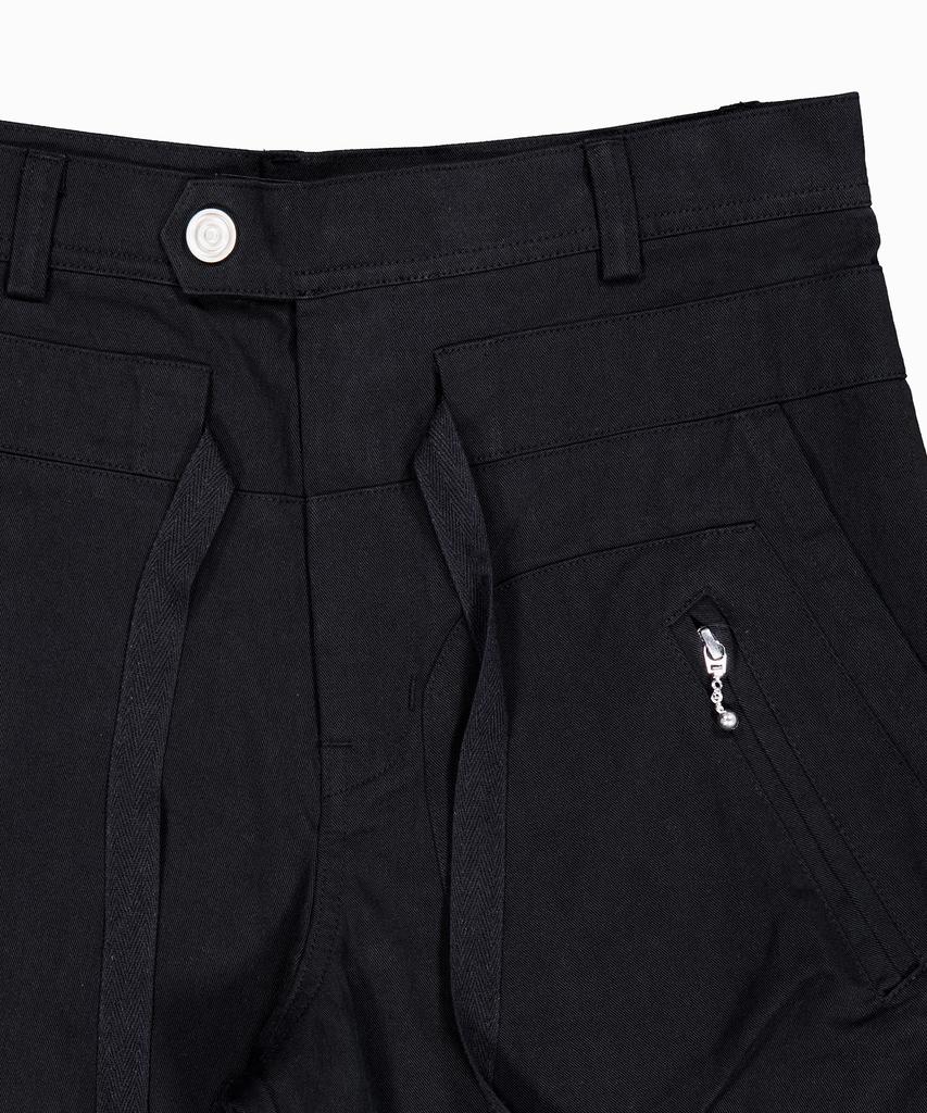 Laekeulopeu Zip Housing Loose Trousers - Black