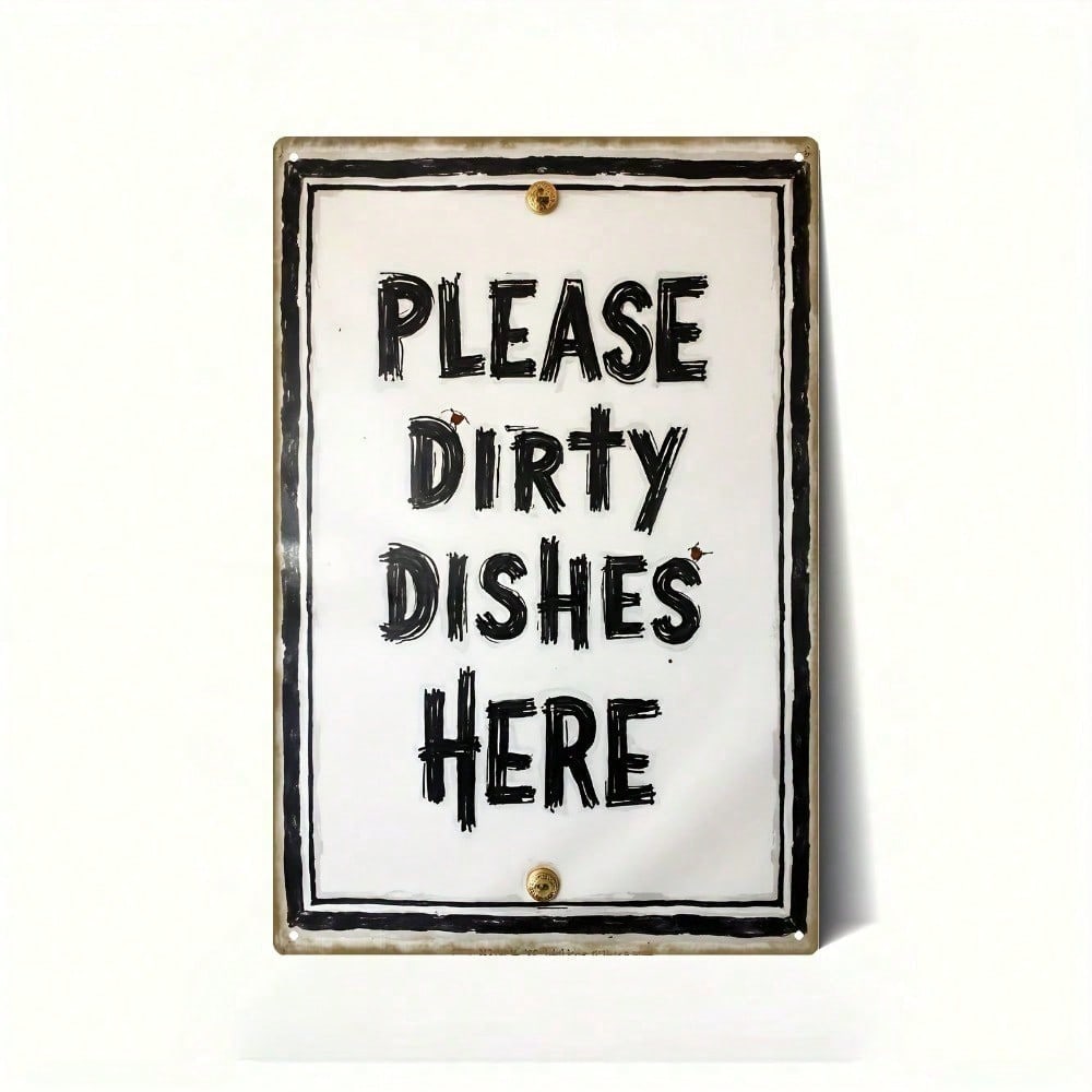 Funny Dirty Dishes Rustic Metal Tin Sign Dishwasher Free Zone Waterproof Wall Decor