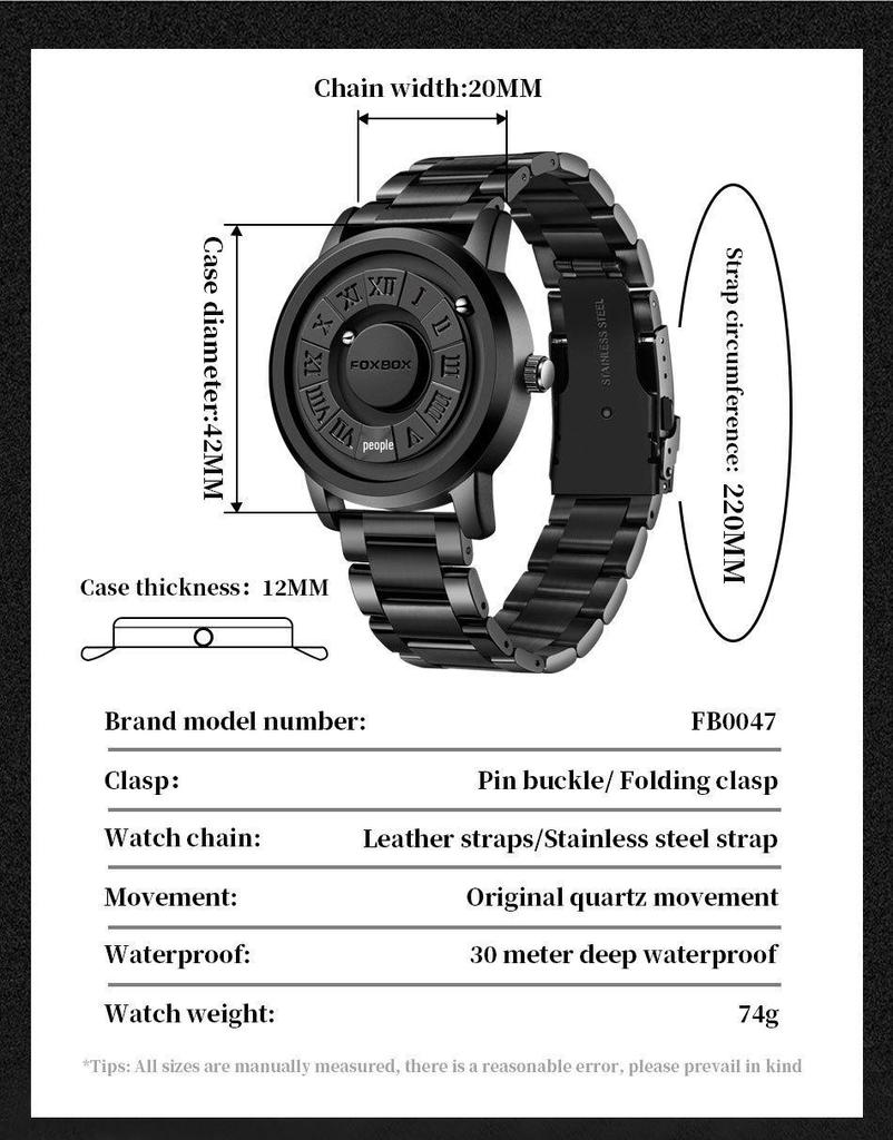 FOXBOX/Lige Magnetic Levitation Men's Watch - Black Tech Creative Concept.