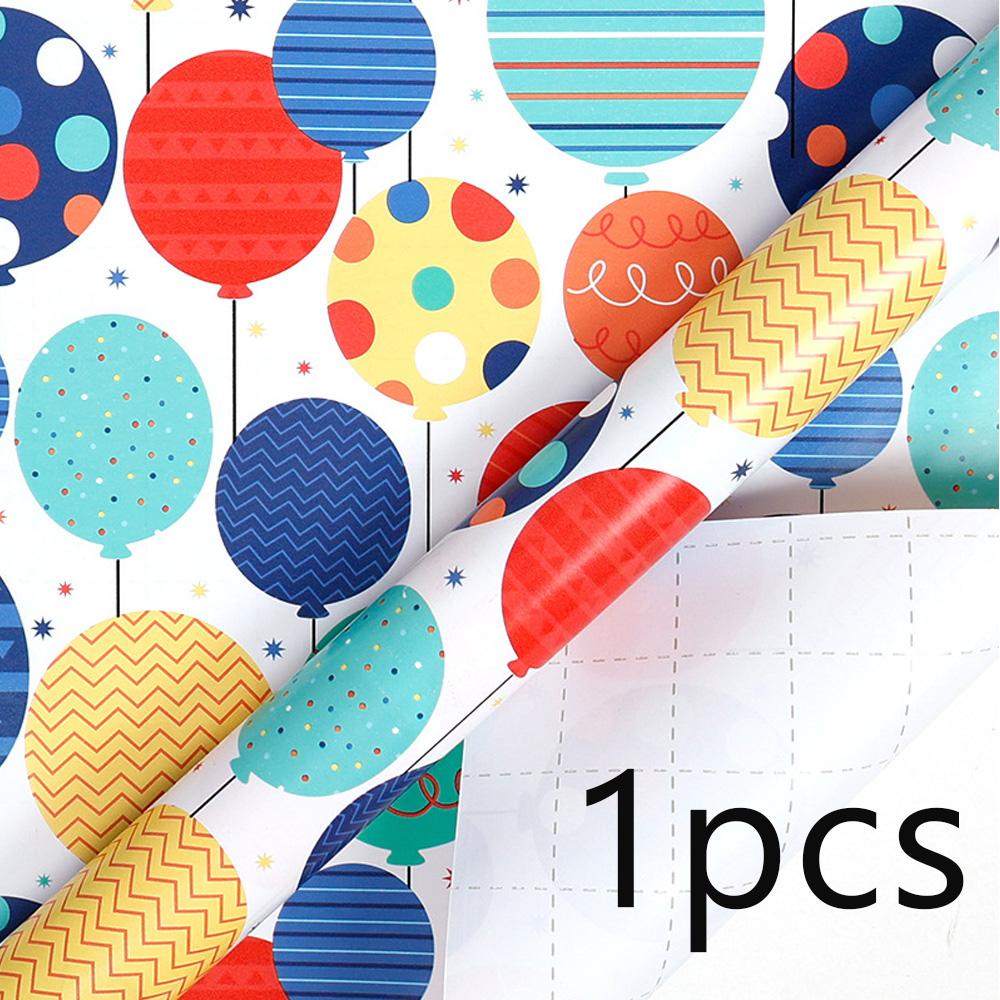 1pcs Wrapping Paper Roll Colorful Happy Birthday Gift Wrapping Paper Kids Birthday Party Holiday Wrap Cartoon Craft Paper Decor