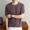 Men's Cool Breathable Tencel Lyocell Knit T-Shirt - Round Neck, Short Sleeves, Casual, Summer Silk Top