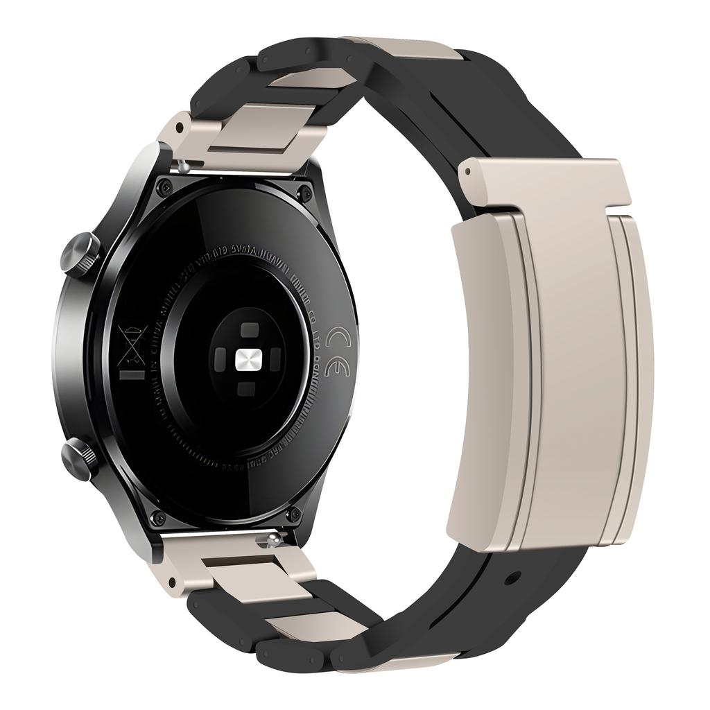 20mm Watch Band For Samsung Galaxy Watch7 44mm/40mm/Galaxy Watch FE 40mm T-Type Magnetic Clasp Stainless Steel Rubber Strip