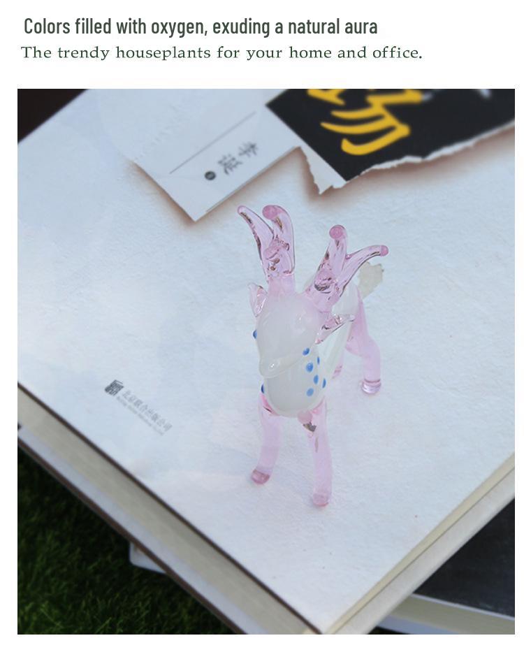 Pink Glass Deer Ornament - Handcrafted Animal Glassware for Home Décor and Gifts