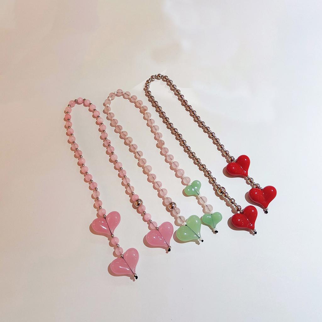 Heart Bag Charms Acrylic Texture Long Chain Featuring Colorful Beads Perfect for Women Gifts Present Fashion Accessories