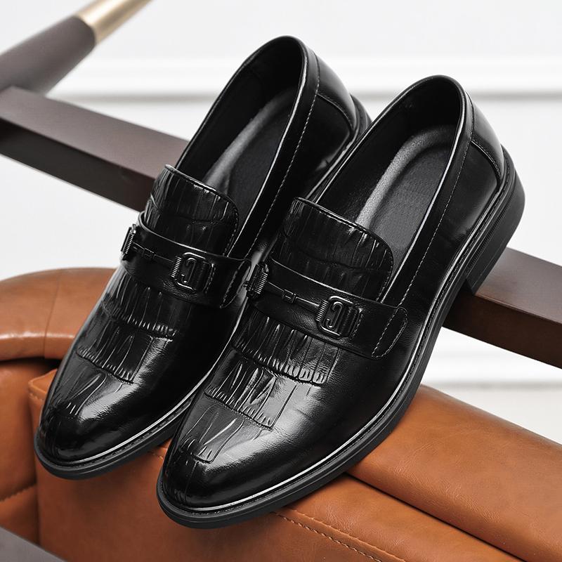 

Мужские туфли дерби, модные деловые туфли-лоферы, туфли для джентльмена, туфли из искусственной крокодиловой кожи, мужские туфли для свадебной вечеринки 10 чёрный