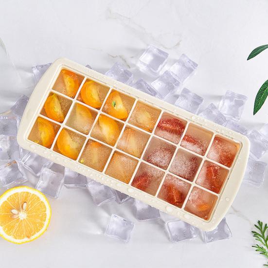 Ice Cube Tray with Lid 21-Cavity Large Square Silicone Ice Cube Mold Food-Grade Easy-Release Spill Proof Ice Cube Maker for Freezer