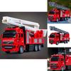 Fire Truck Alloy Inertia Pullback Toy With Rotatable Ladder For Kids Play And Handson Interaction