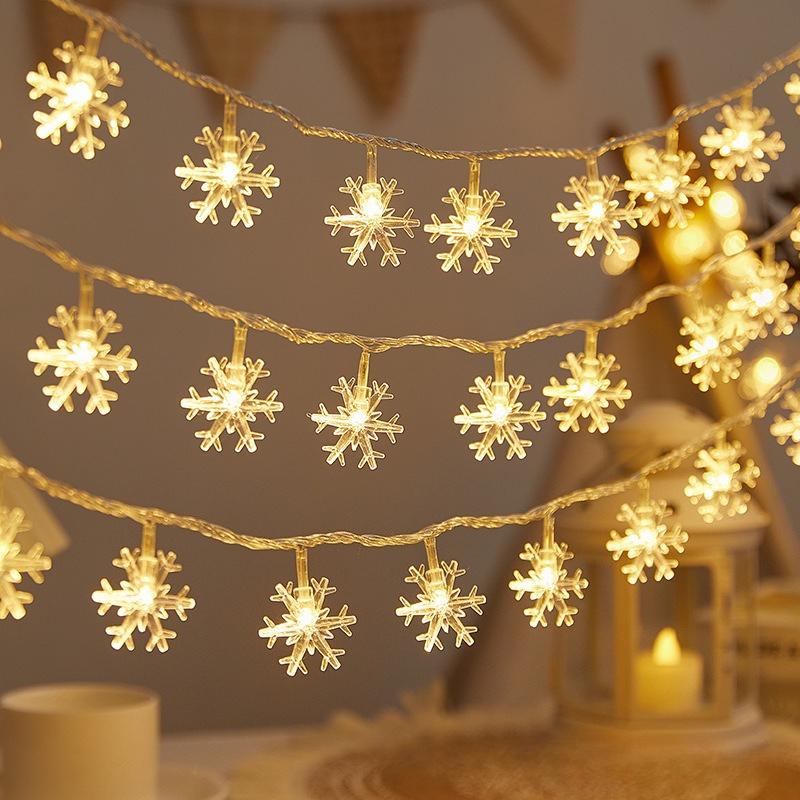 3m LED Snowflake Curtain Lights, Romantic Christmas Curtain String Lights, Fairy String Lights For Home Bedroom Indoor Decor