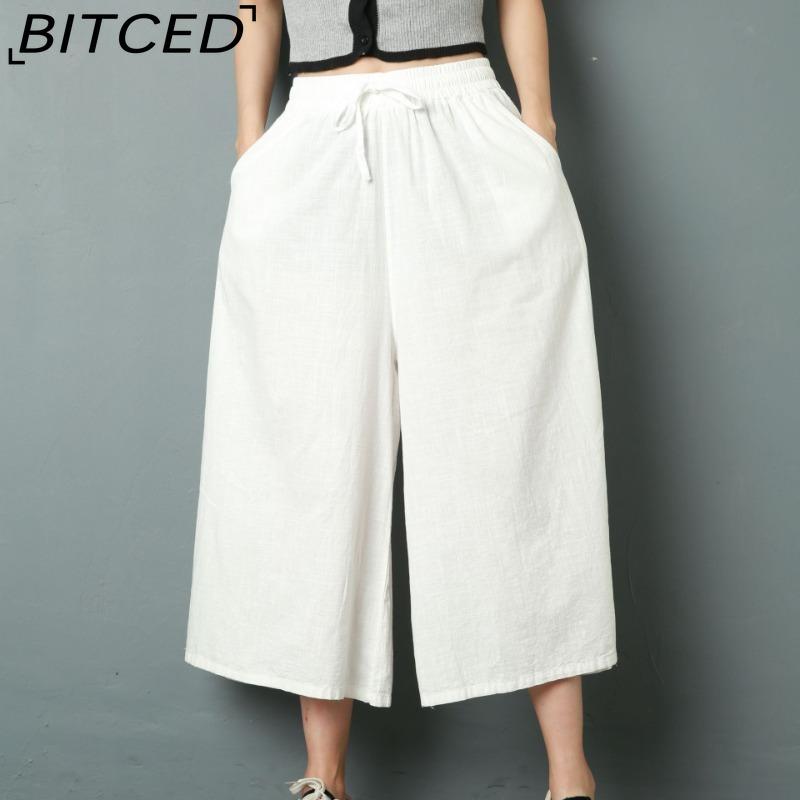 

BITCED Женские модные повседневные однотонные брюки и капри с принтом XXL белый