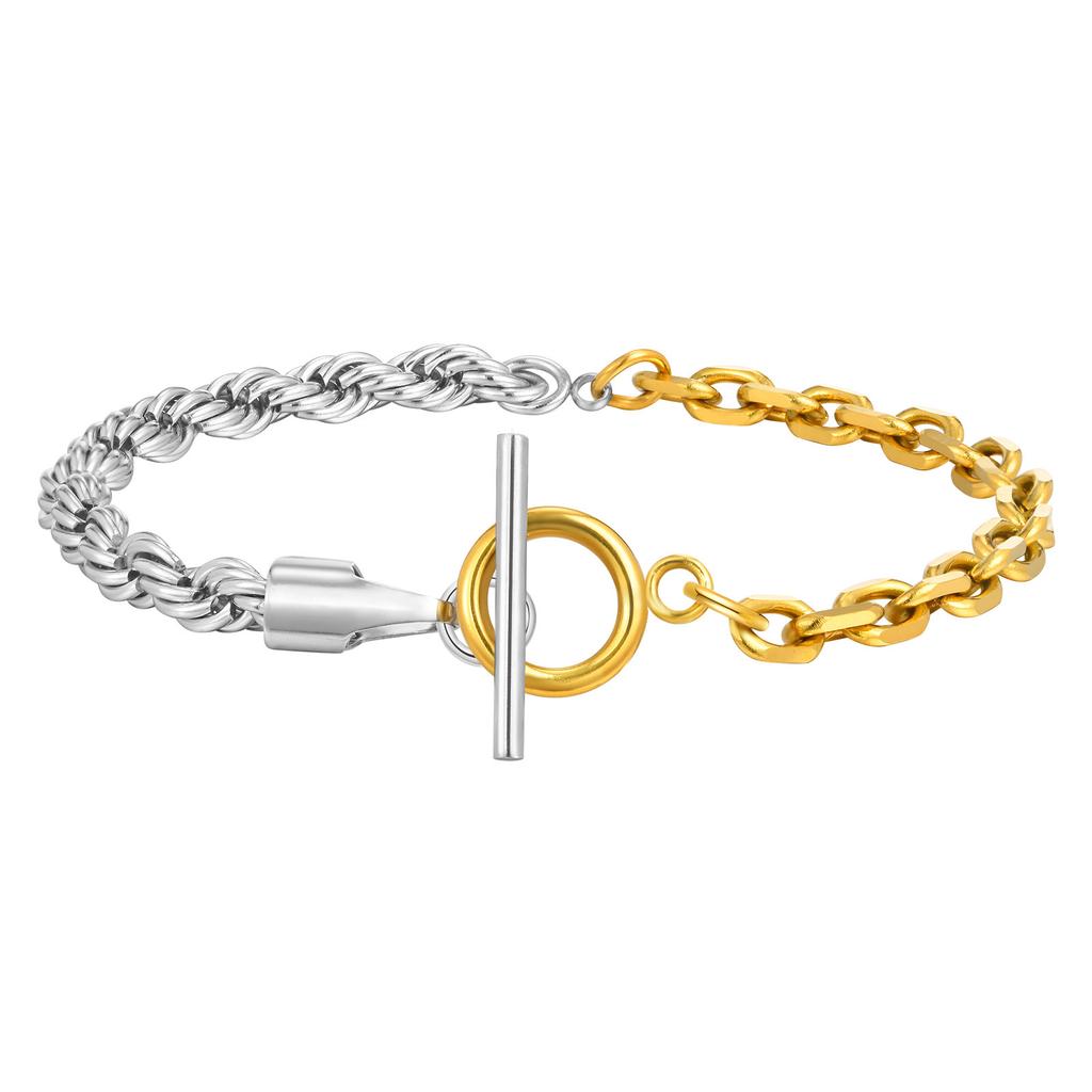 Stainless Steel Twist Batch Corner Chain Bracelet Electric Gold Fashion Accessories Jewelry 2417