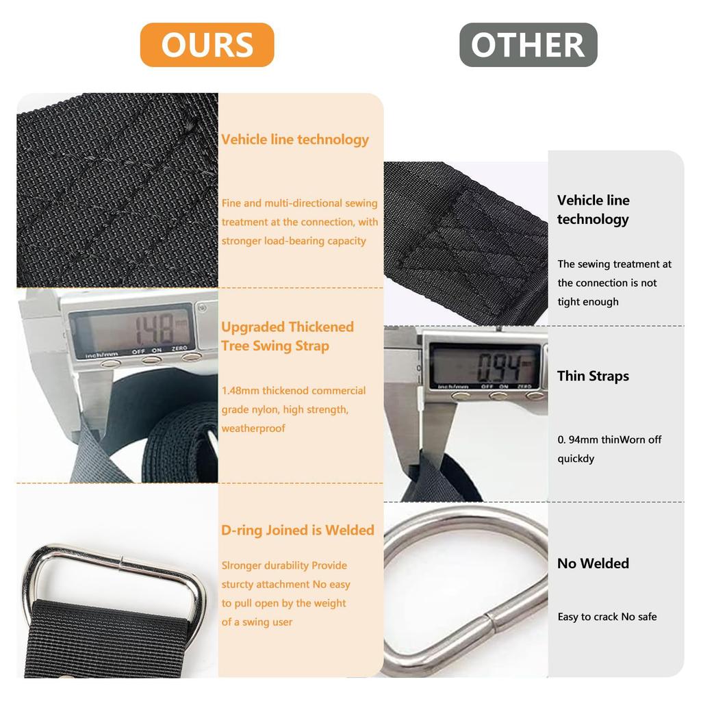 Adjustable Tree Swing Straps Hanging Straps Heavy Duty Polyester Nylon Tree Strap Outdoor Hammock Swing Rope Tree Swing Hanging Kit