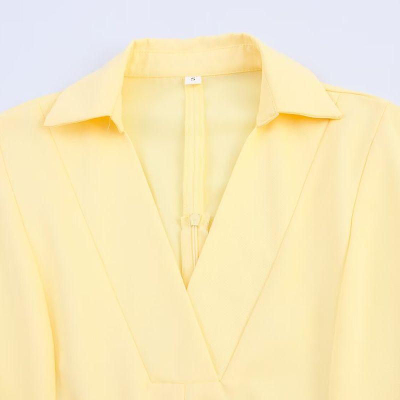 Araltay New Arrival Fashion Style Women's Clothing Fashion All-Match Flip V Neck Short Sleeve A- Line Shirt Trench Coat Long Dress