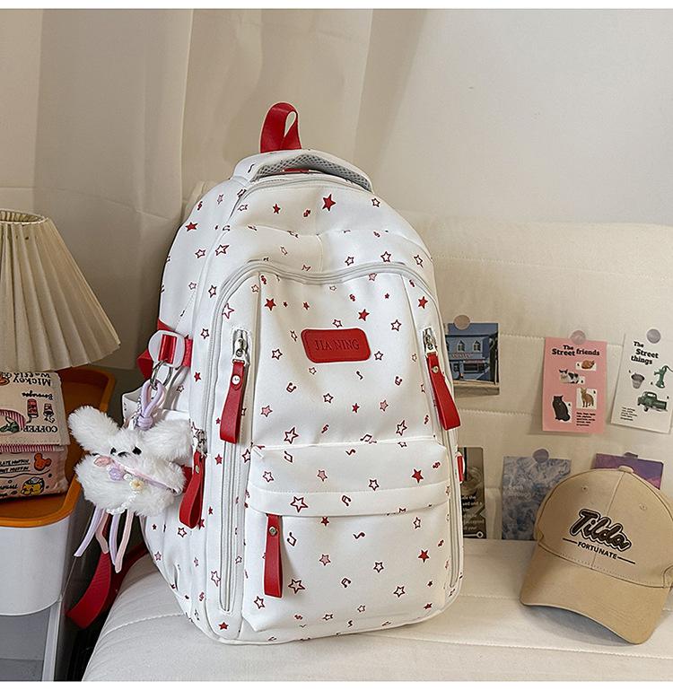 Schoolbag Korean Version of Small Fresh Schoolbag Japanese Princess Versatile Cute Star Printed Backpack Junior High School Class Backpack