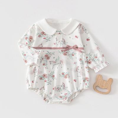 Pure Cotton Newborn Baby Girl Onesie - Spring & Autumn Triangle Bodysuit