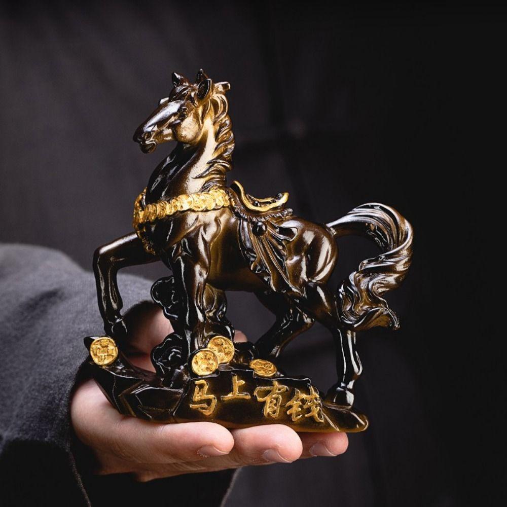 High Temperatures Resin Horse Statue Money Symbol Base Tea Pet Sculpture  Display Decoration