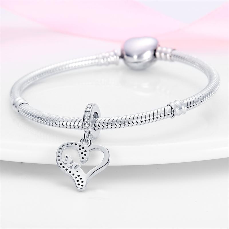 Charms Original Copper Traveling Love Heart Pendant Beads Fit Bracelet Diy Fine Gift Women Delicate Jewelry