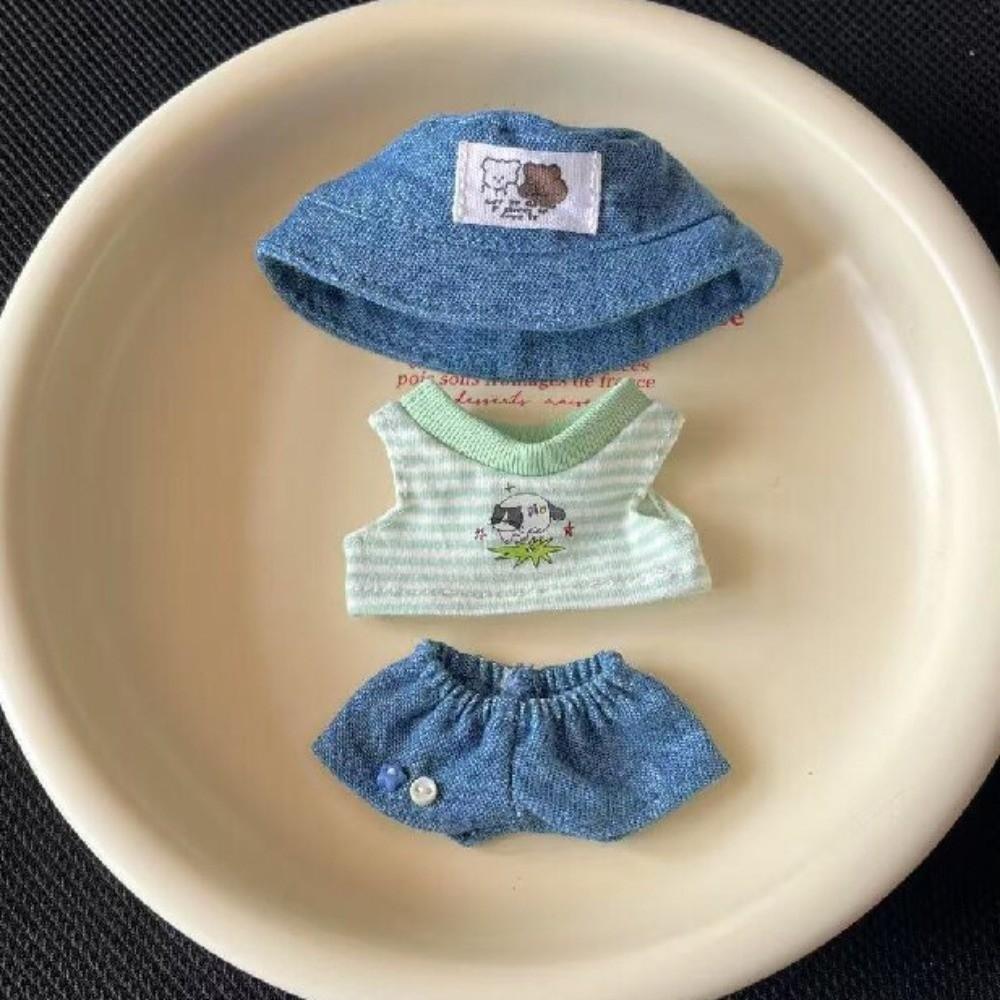 1 set Cowboy Hat 10/20cm Cotton Doll Clothes Striped T-shirt 10cm Doll Clothes  Doll Accessories