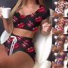 Womens 2 Piece Outfit Printed Short Sleeve Round Neck Tops Shorts Pajama Set