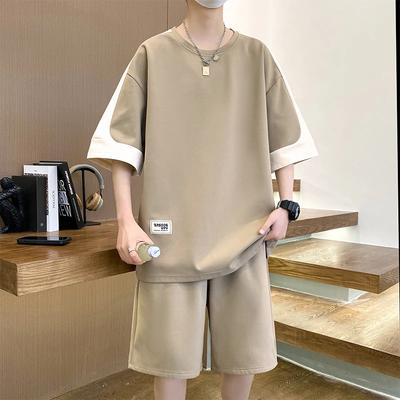 Men's Casual Sportswear 2-piece Short Sleeve + Shorts Two-piece Sports Suit