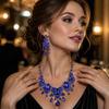 Shiny Necklace Earrings Set Baroque Wedding Bridal Accessories Rhinestone Jewelry Set  Prom Event
