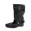 Removable inner height-increasing cool boots, trouser tube is thin, fashionable belt buckle, cool boots, shallow mouth two wear, women's large tube