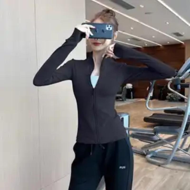 Women's Slim Fit Zip-Up Long Sleeve Sports Jacket Yoga Fitness Activewear Top