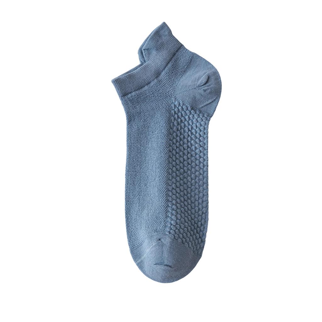 Men's Low Cut Ankle Socks Breathable Mesh Fabric Odor Resistant Moisture Wicking Non Slip Massage Sole Ear Loop Design