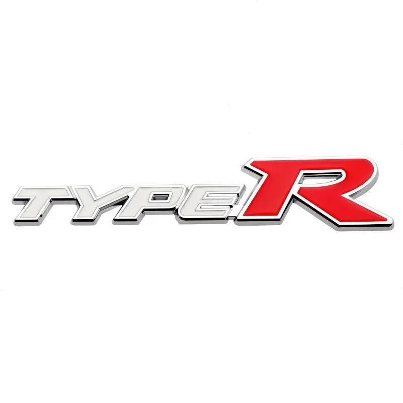 3D Metal Type R Logo Front Grill Badge Rear Trunk Emblem Sticker Decals For Honda Civic TYPER CRV HRV Accord Fit Car Accessories