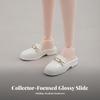 Doll Mules with Gold Chain Glossy 1/6 Scale Loafers Versatile