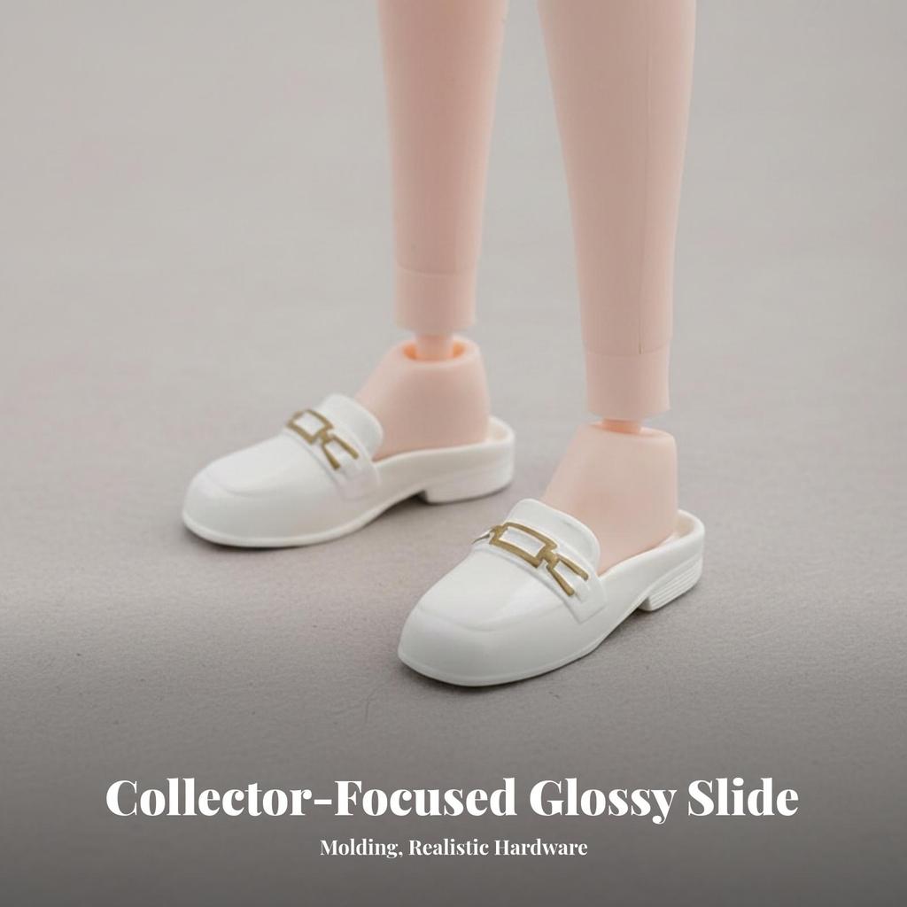 Doll Mules with Gold Chain Glossy 1/6 Scale Loafers Versatile