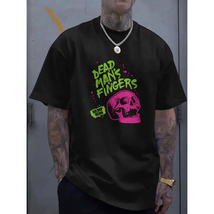 Men s Casual Skull DEAD for Man s FINGERS Pattern Printed T-Shirt, Same for Men and Women, Summer Casual Short Sleeve T-Shirt S чёрный