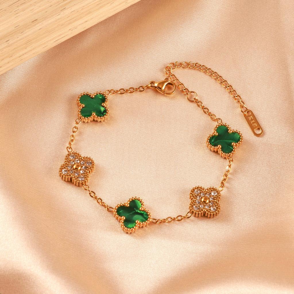 Four-leaf Clover Bracelet - Women's Luxury 18k Gold Plated Sparkling Bracelet