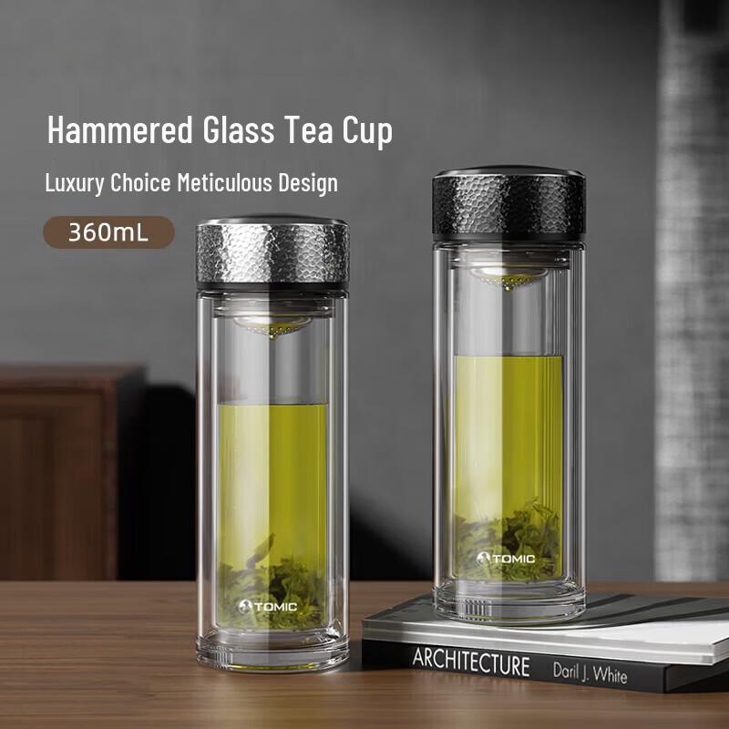 Temake 360ml Double-Layer Tea Infuser Glass Bottle