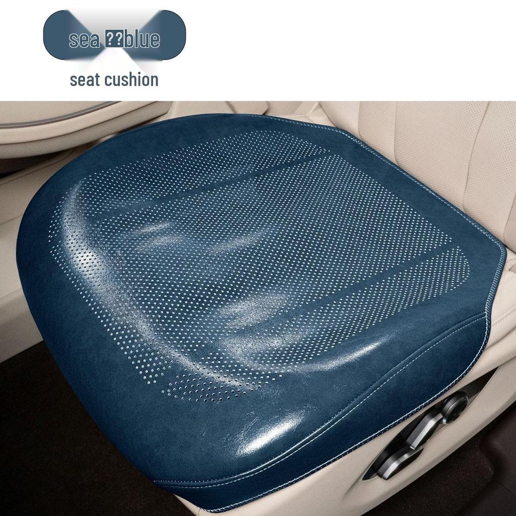 Universal Ventilated Leather Car Seat Cushion - Breathable, Non-Slip, Four Seasons Retro Design
