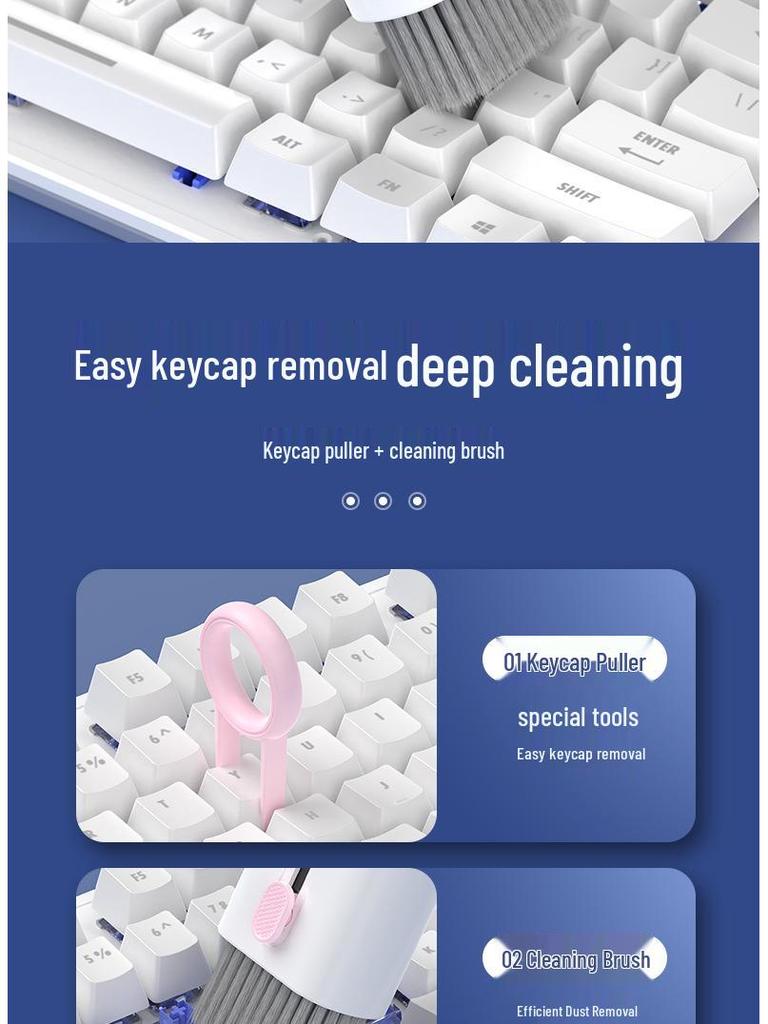 Multifunctional Cleaning Kit: Keyboard Brush, Screen Cleaner, Bluetooth Earphone Pen.