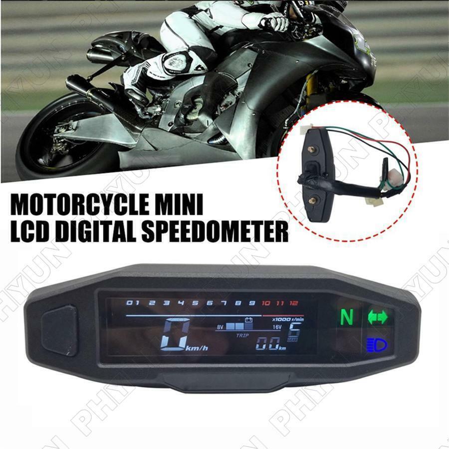 0-1200 rpm Motorcycle LCD Digital Speedometer Mini Odometer with Column Sensor