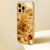Luxurious Gold Floral Pattern Electroplated Glass Phone Case, Suitable for iPhone 17, 16, 15, 14, 13, 12, 11, Etc.