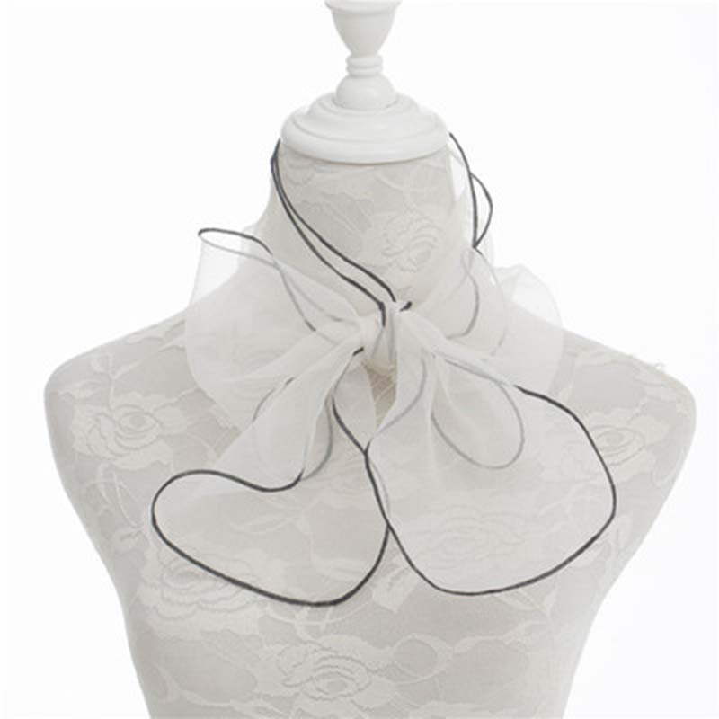 Korean Female Organza Transparent Bow Long Narrow Neck Guard Silk Scarf  Summer Thin Gauze Sunscreen Shawl Scarves Headscarf P32