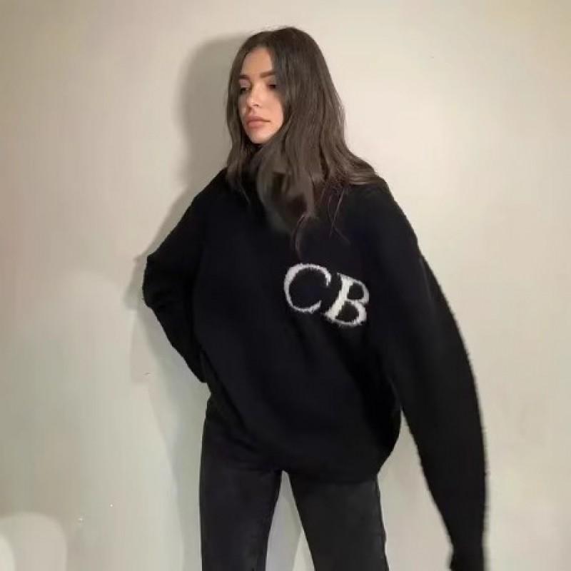 Unisex Retro Streetwear Strickpullover mit CB Rundhalsausschnitt Lockerer Sitz Acryl Pullover Herren Damen