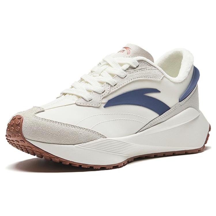 New Anta Rock Candy Fleece Lined Anti Slip And Wear Resistant Lightweight Low Top Casual Shoes Women's White Blue 922328856-6