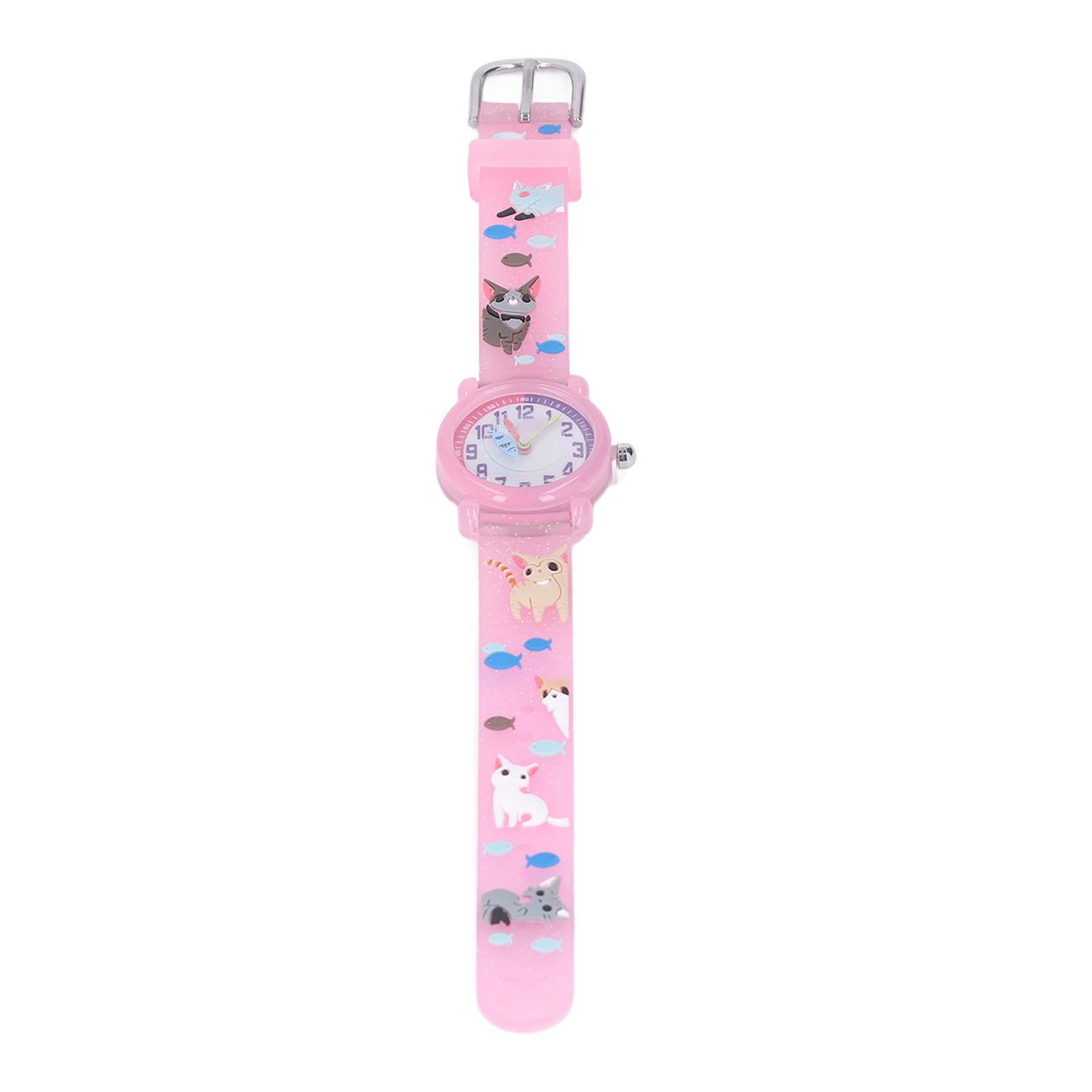 Kids Watch 3D Cute Cartoon Kitten Strap Waterproof Toddler Girl Boy Watch Birthday Gift For Over 3 Yrs Old