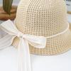 Hat Lace Ribbon Bow Knitted Hat Women's Summer Seaside Vacation Breathable Sun Hat Sunscreen Knitted Hat